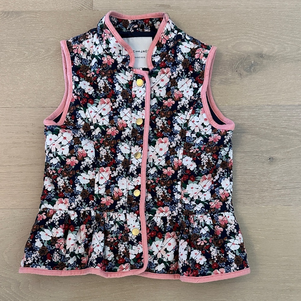 Janie and Jack Floral Vest with Green and Pink Details